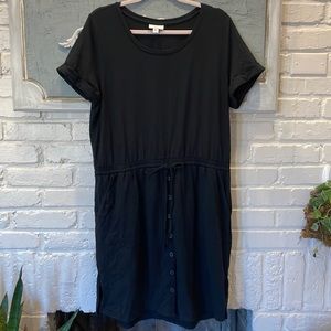 J Jill Black T-Shirt Dress w/ Front Pockets L